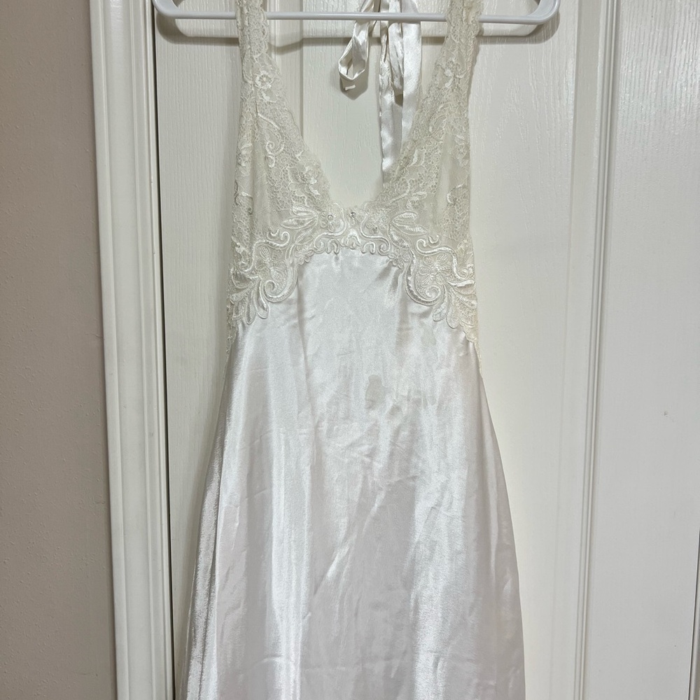 Elegant White Lace Satin Dress